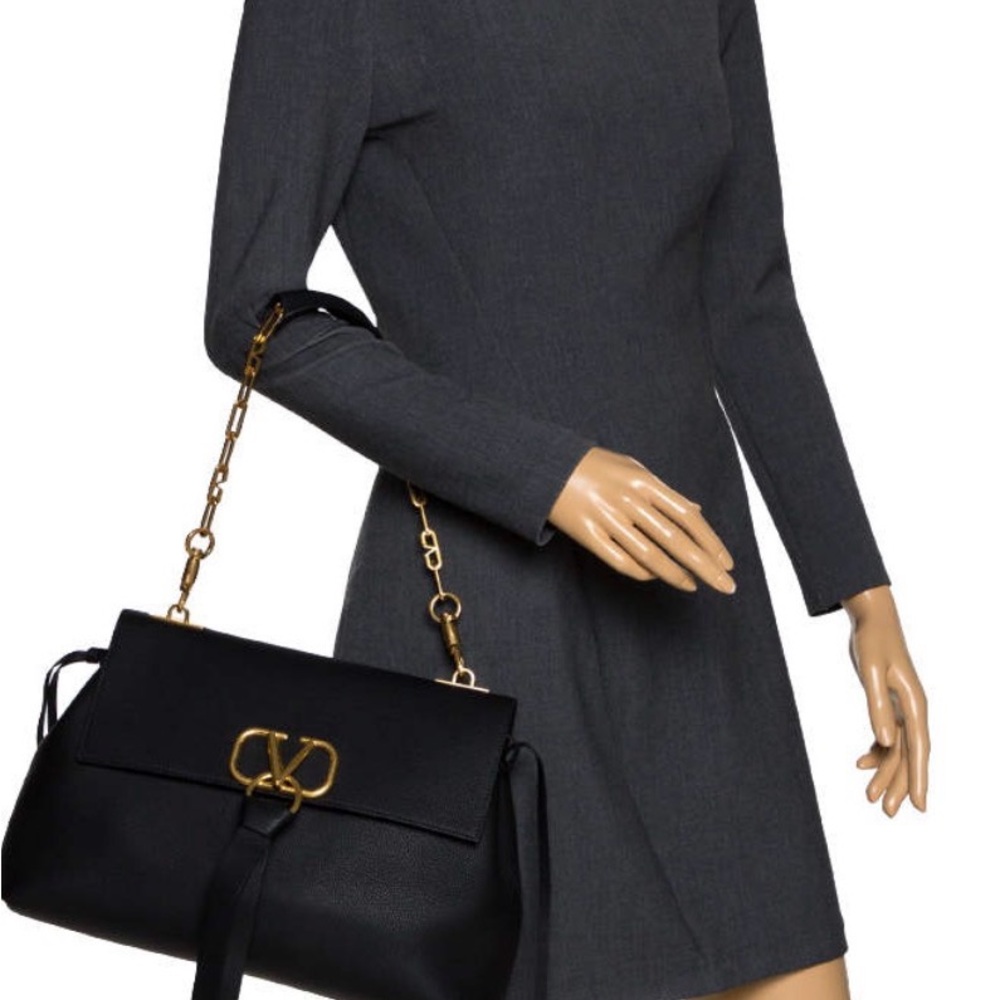 Valentino Black Handbag with Gold Chain